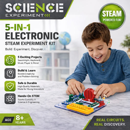 5-in-1 Electronic STEAM Experiment Kit for Kids | Science Circuit Building Set | Age 8+