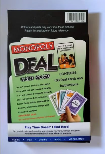 Monopoly Deal Card Game - Fast-Paced Property Trading Game for Family Fun