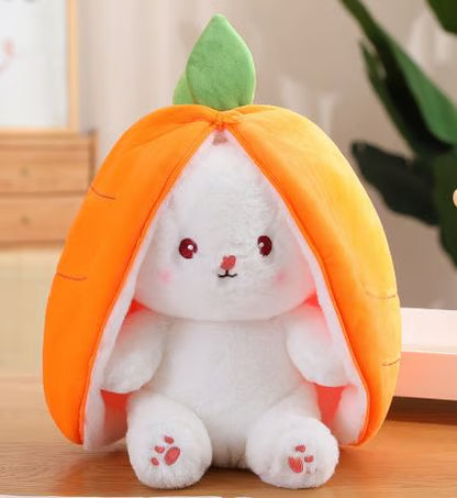 زپر کے ساتھ گاجر بنی خرگوش کا عالیشان کھلونا - بچوں اور بڑوں کے لیے نرم بھرے جانور