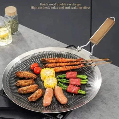 Scratch Resistant Honeycomb Tawa 38cm with Folding Handle - Non-Stick Grill Pan