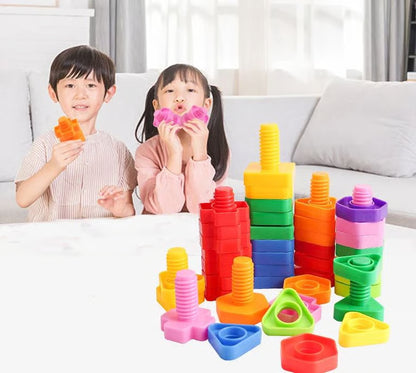DIY Building Blocks - Colorful Nuts and Bolts Construction Toy Set for Kids