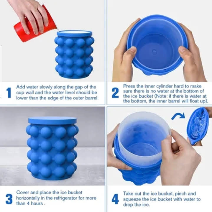 Ice Genie – Space-Saving Silicone Ice Cube Maker (Holds 120 Ice Cubes)