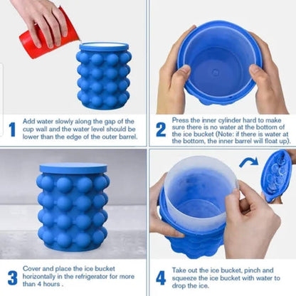 Ice Genie – Space-Saving Silicone Ice Cube Maker (Holds 120 Ice Cubes)