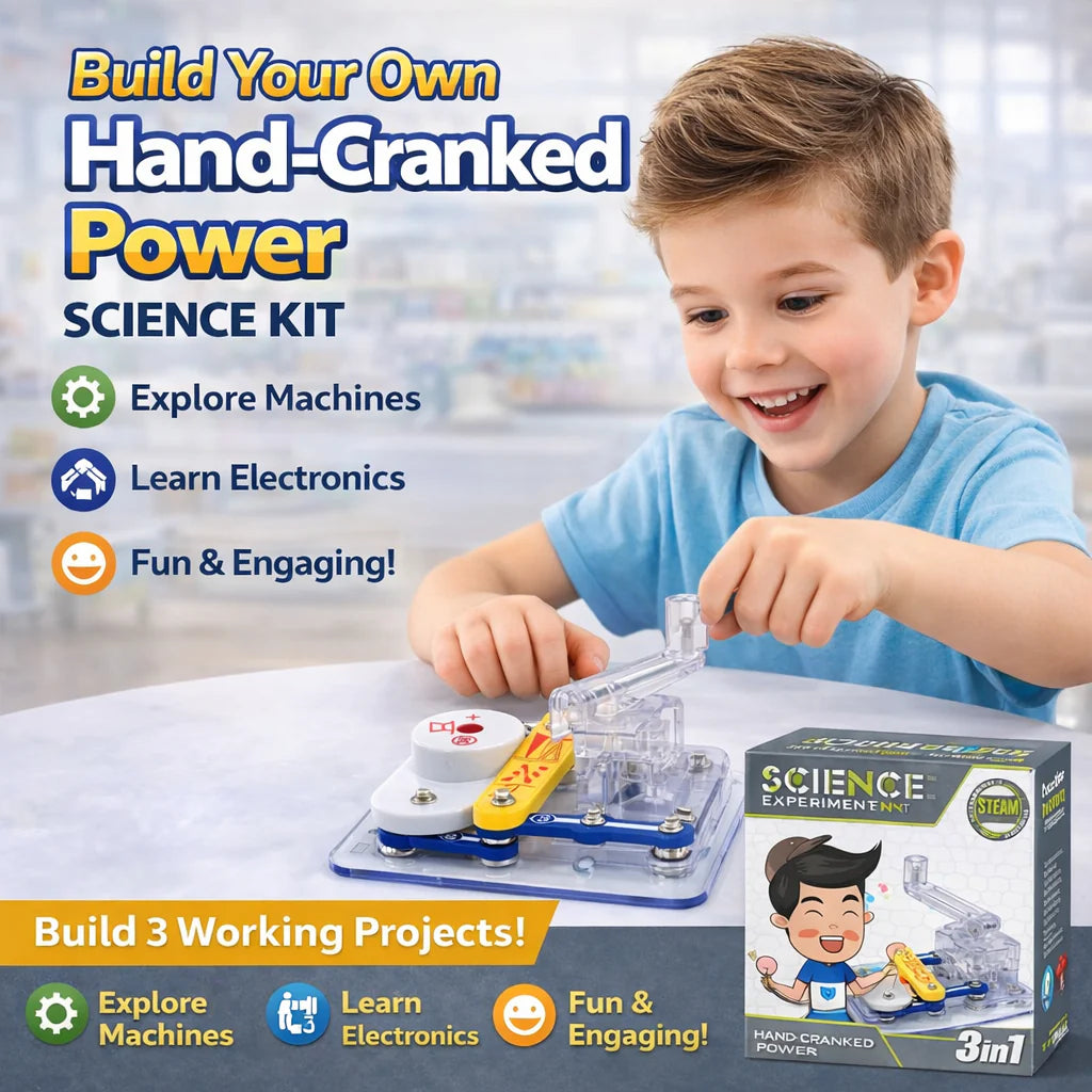 Hand-Cranked Power Science Kit 3-in-1 – STEM Experiment Set for Kids
