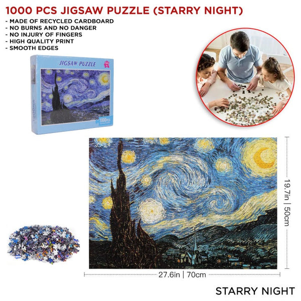 1000 Pcs Jigsaw Puzzle – Starry Night (Van Gogh Edition)