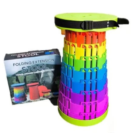 فولڈ ایبل ایکسٹینشن اسٹول - کیری اسٹریپ کے ساتھ پورٹ ایبل رینبو سٹیپ اسٹول (90 کلو کی گنجائش)