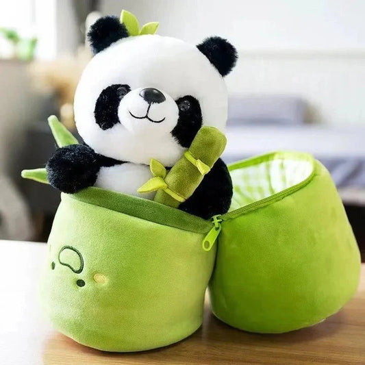 Panda with Bamboo Stuffed Toy with Plush Bag - 25cm Premium Plush Set