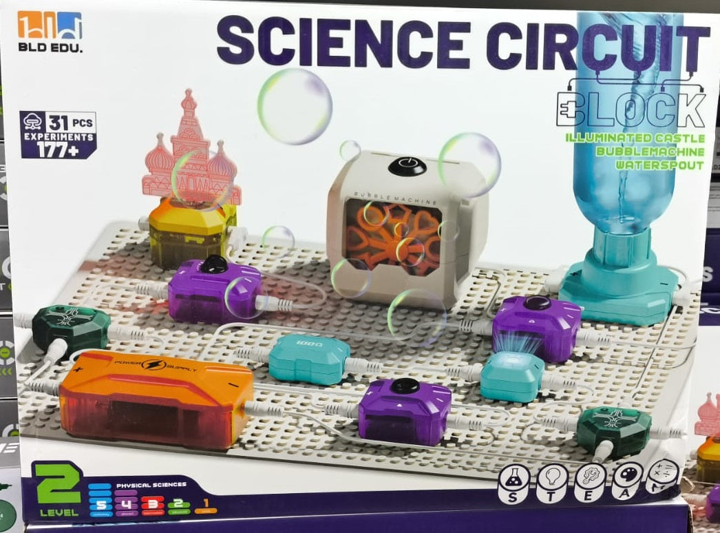 Front of BLD EDU Science Circuit Block 31-piece kit box showing circuit projects