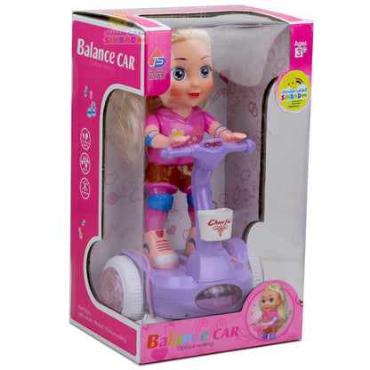 Cheerful Balance Car Doll – Light & Music Electric Scooter Toy for Girls (Ages 3+)