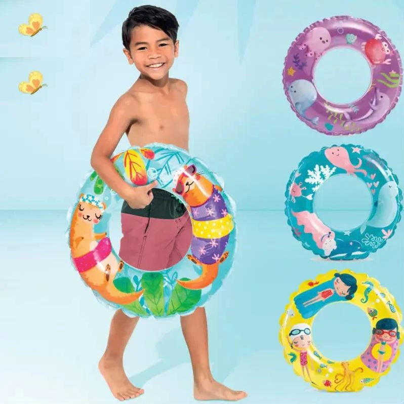 Kids Inflatable Swim Ring - Colorful Animal Design Pool Float