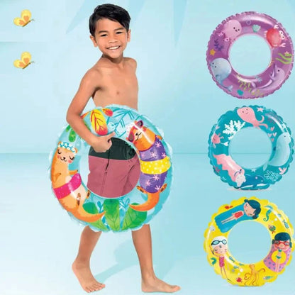 Kids Inflatable Swim Ring - Colorful Animal Design Pool Float