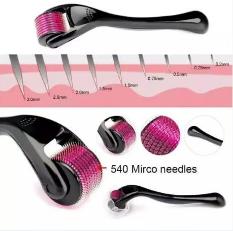 Dermaroller 540 Needles - چہرے اور جسم کے لیے پروفیشنل مائیکرونیڈلنگ رولر