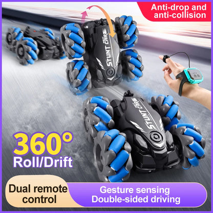360° Rollover Drift Stunt Car – Double-Sided RC Car with Gesture Control Watch & LED Lights