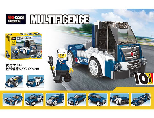 10-in-1 Multificence Heavy Truck Building Block Set - 216 Pieces Construction Toy