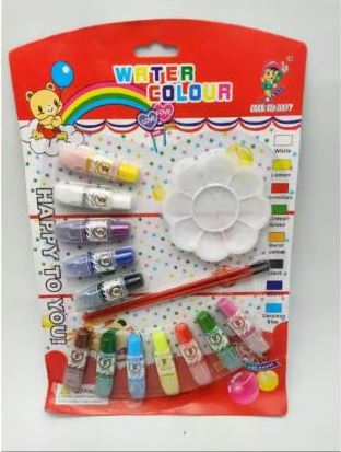 کڈز واٹر کلر پینٹ سیٹ - پیلیٹ اور برش کے ساتھ 12 رنگ