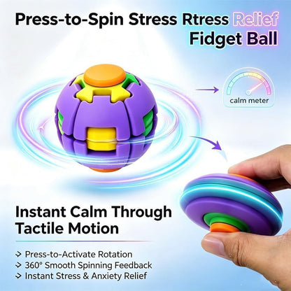 Press-to-Spin Stress Relief Fidget Ball – 360° Tactile Spinner Toy