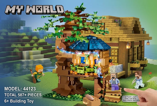 My World Tree House Building Set – 587+ Pieces | Light-Up Minecraft-Style Toy - 44123