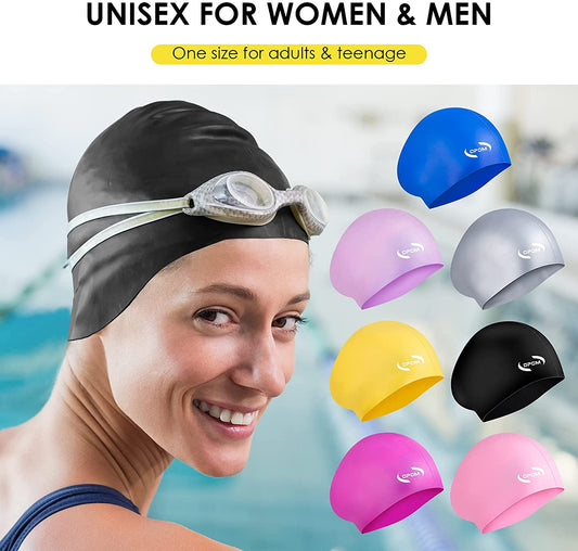 Unisex Silicone Swimming Cap - One Size Fits All Adults & Teens