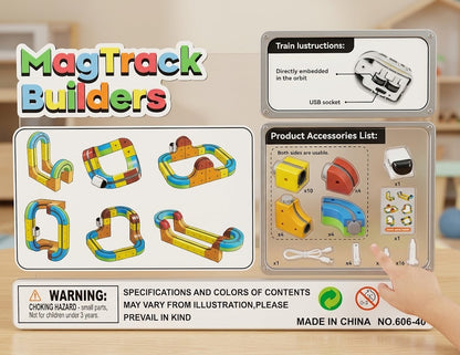 MagTrack Builders Magnetic Track Set – STEM Building Toy with Smart Car - Small Size