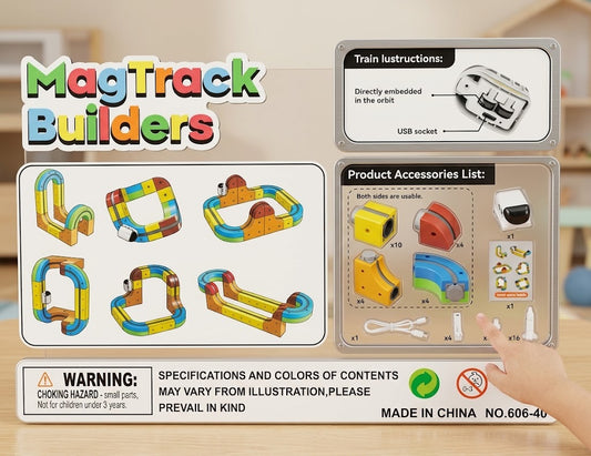 MagTrack Builders Magnetic Track Set – STEM Building Toy with Smart Car - Small Size