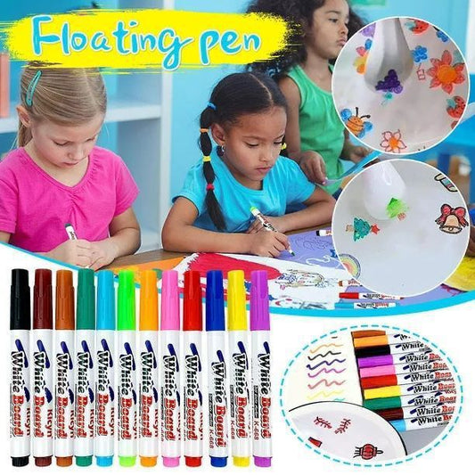 Magic Floating Pen Set for Kids – 12 Colors Whiteboard Markers with Spoon