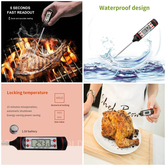 Digital Meat Thermometer – 5-Second Instant Read, Waterproof Kitchen Probe