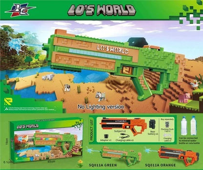 Lo's World Automatic Water Gun – Minecraft-Themed Electric Water Blaster for Kids