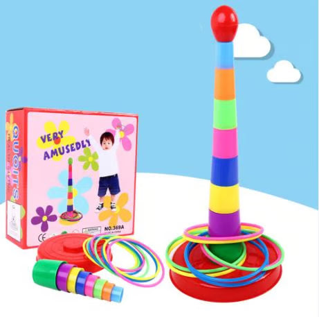 Ring Toss Game Set - Colorful Stacking Tower Toy for Kids