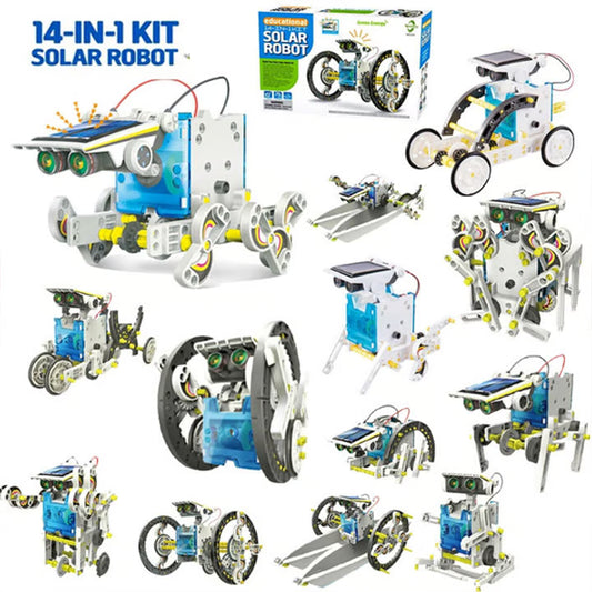 14-in-1 تعلیمی سولر روبوٹ کٹ - بچوں کے لیے STEM سیکھنے کا کھلونا۔
