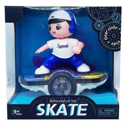 Skate Gear Slide Balanced Car Toy – Electric Skateboarder Doll with LED Wheels & Music (Ages 3+)