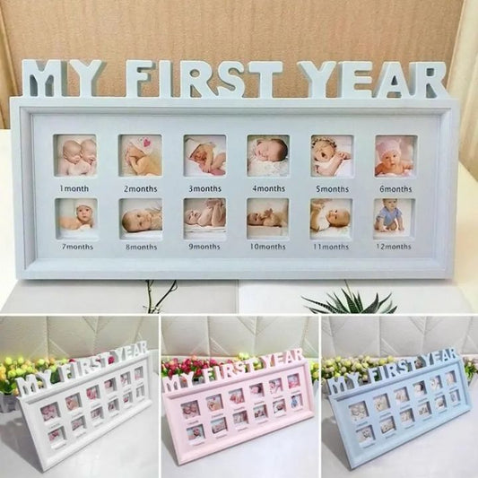 My First Year Baby Photo Frame - 12 Month Picture Collage Frame for Newborn Memories