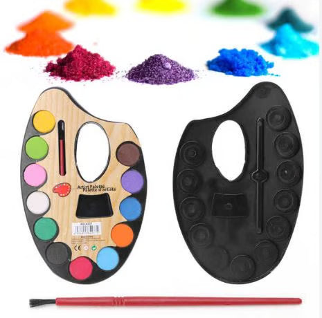 کڈز آرٹسٹ پیلیٹ پینٹ سیٹ - بچوں کے لیے 12 کلر واٹر کلر پینٹنگ کٹ