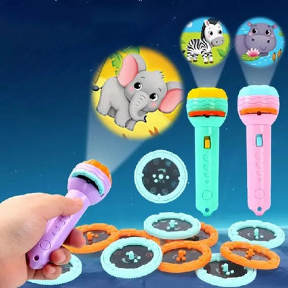 Animal Projection Flashlight Torch Toy - Educational Story Projector for Kids with Safari Animal Slides