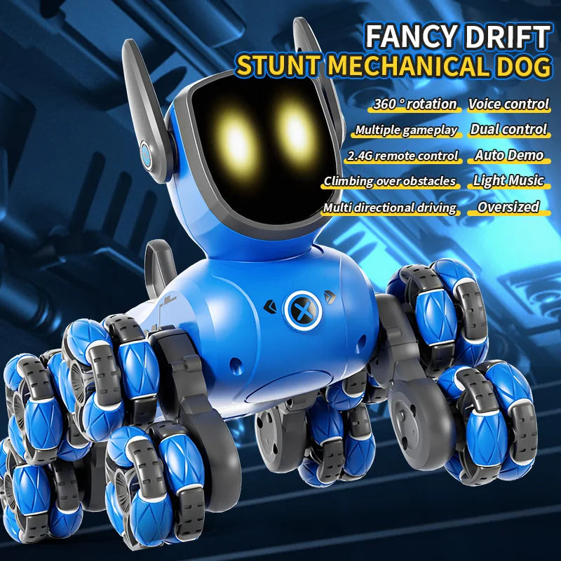 8 Wheeled Multi Functional RC Robot Dog - Stunt Mechanical Pet with 360° Rotation & Voice Control