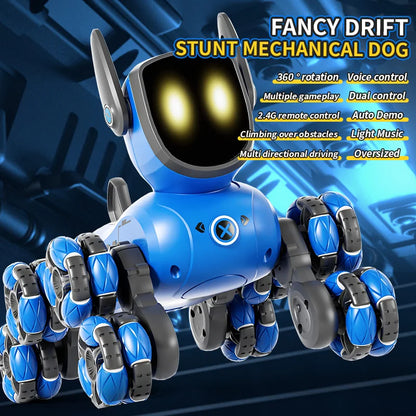 8 Wheeled Multi Functional RC Robot Dog - Stunt Mechanical Pet with 360° Rotation & Voice Control