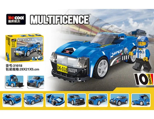 10-in-1 Building Block Car Set | Blue Super Sports Car Construction Toy | 208 Pieces STEM Learning Kit for Kids Ages 6+ 31018