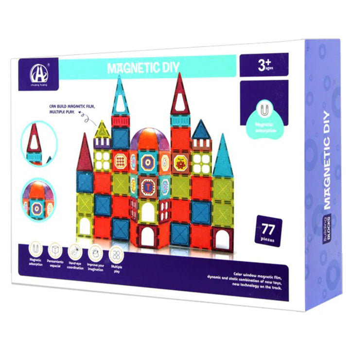 Magnetic Tiles Building Set for Kids 77-Piece (Ages 3+)