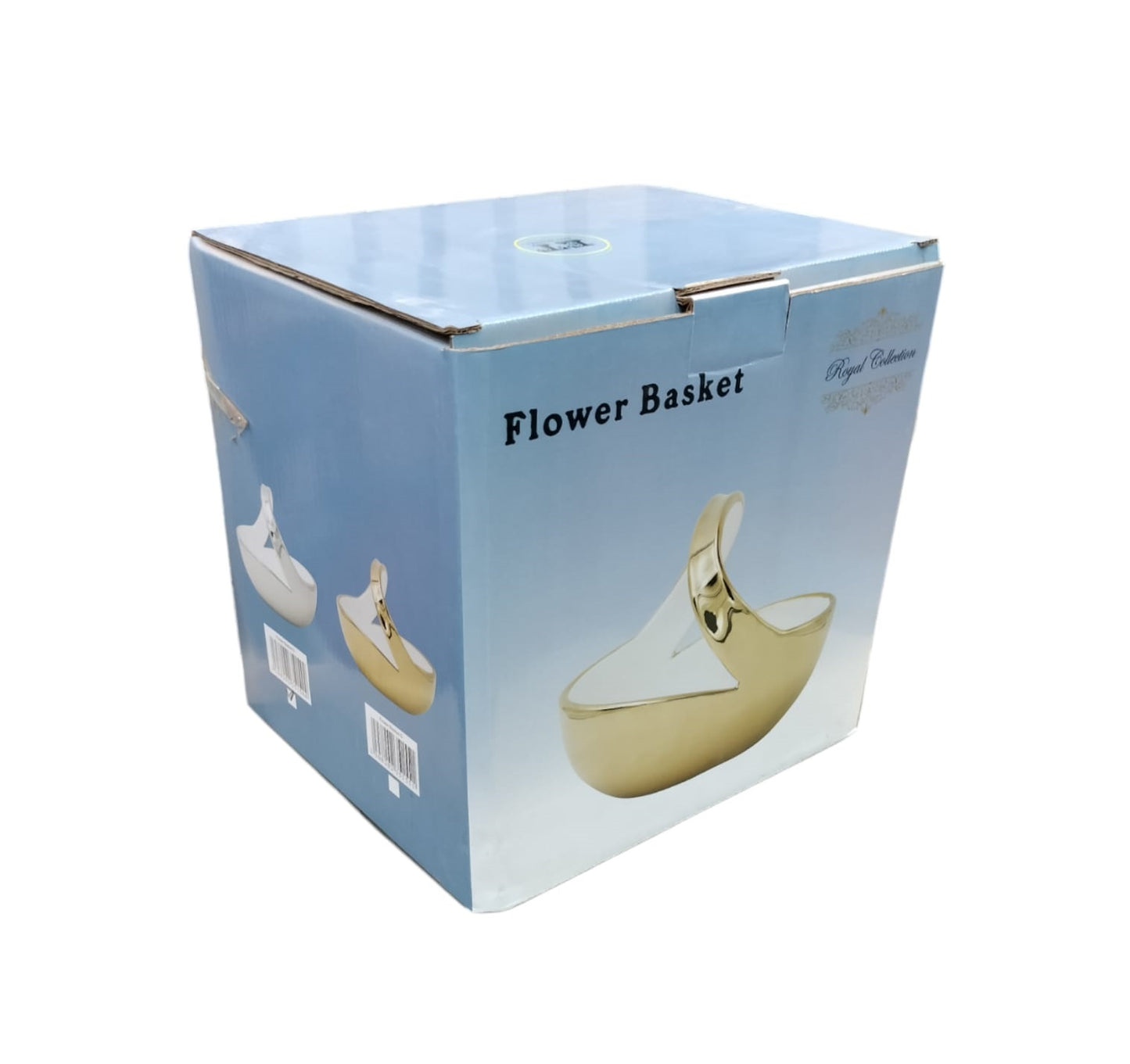 Royal Collection Flower Basket – Decorative Ceramic Bowl with Metallic Handle