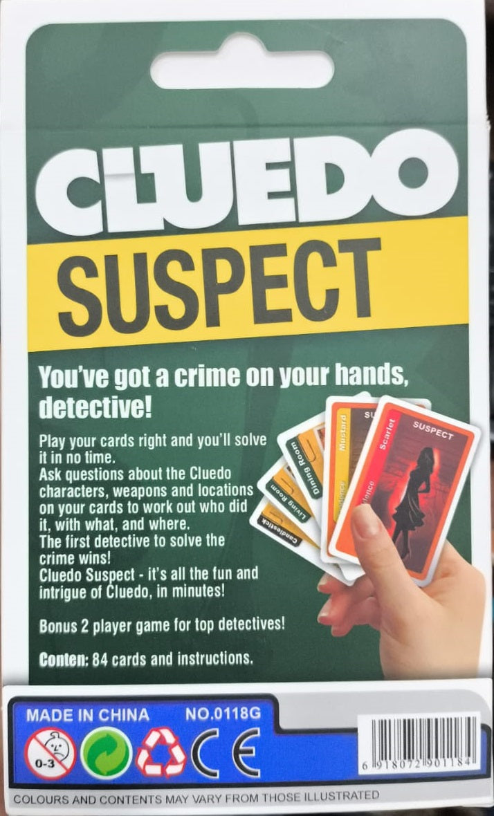 Cluedo Suspect Quick Deduction Card Game