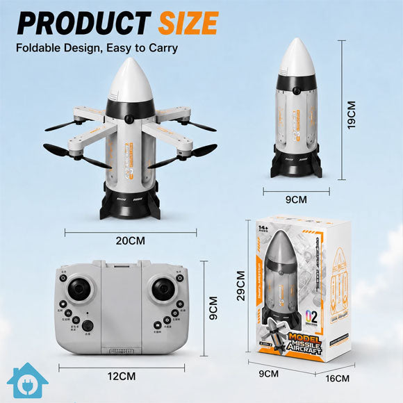 360° Rotation RC Starship Missile Drone – 2.4GHz Quadcopter with Headless Mode