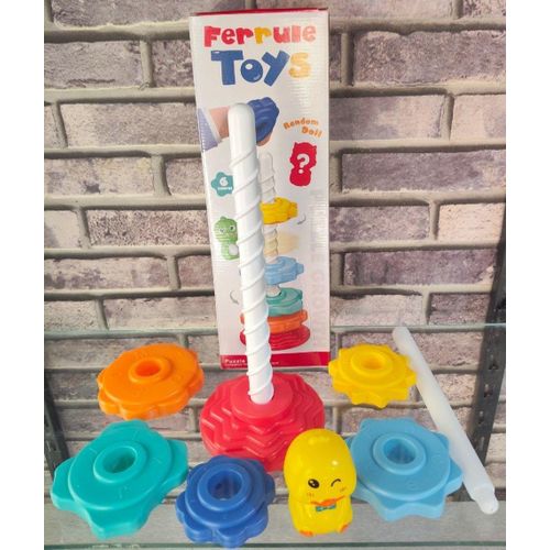 Duck Stacking Puzzle Toy for Toddlers – 6-Piece Spin & Stack Rainbow Ring Tower