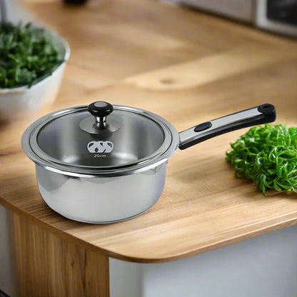 Alpha Stainless Steel Saucepan with Glass Lid