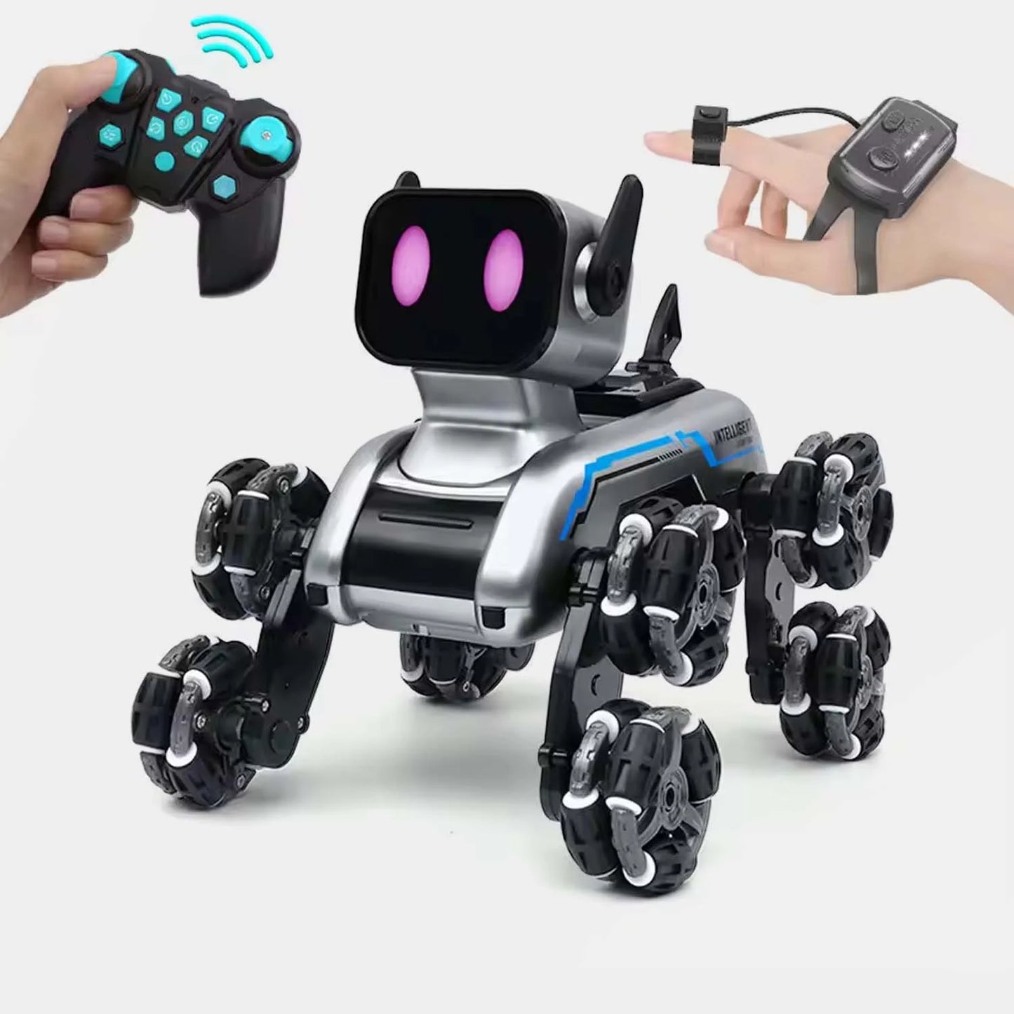 8 Wheeled Multi Functional RC Robot Dog - Stunt Mechanical Pet with 360° Rotation & Voice Control