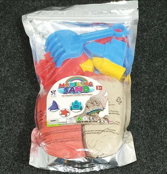 رنگین سینڈ پلے سیٹ 12 مولڈز کے ساتھ - 1 کلو بیچ اور کائنیٹک ریت کھلونا کٹ