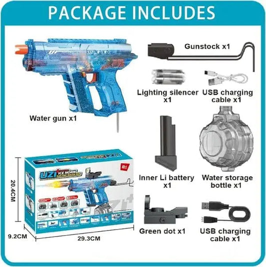 UZI Ice Horn Electric Water Gun – Automatic Squirt Gun with LED Light & Large Capacity Tank