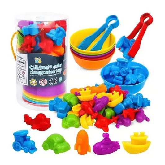 Children's Color Counting & Sorting Toy Set - Educational Math Learning Toys with Bowls & Scoops