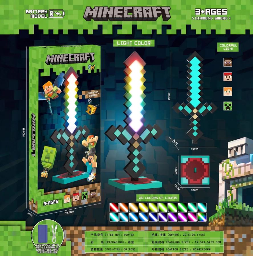 Minecraft Diamond Sword LED Night Light