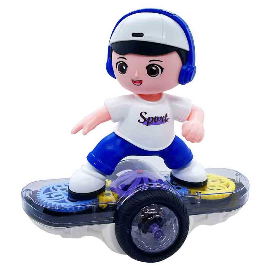 Skate Gear Slide Balanced Car Toy – Electric Skateboarder Doll with LED Wheels & Music (Ages 3+)