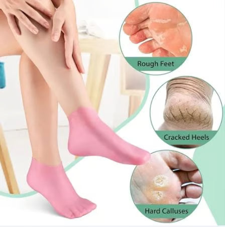 موئسچرائزنگ جیل موزے - پھٹے ہوئے پیروں اور خشک جلد کے لیے نرم سلیکون ہیل کا محافظ
