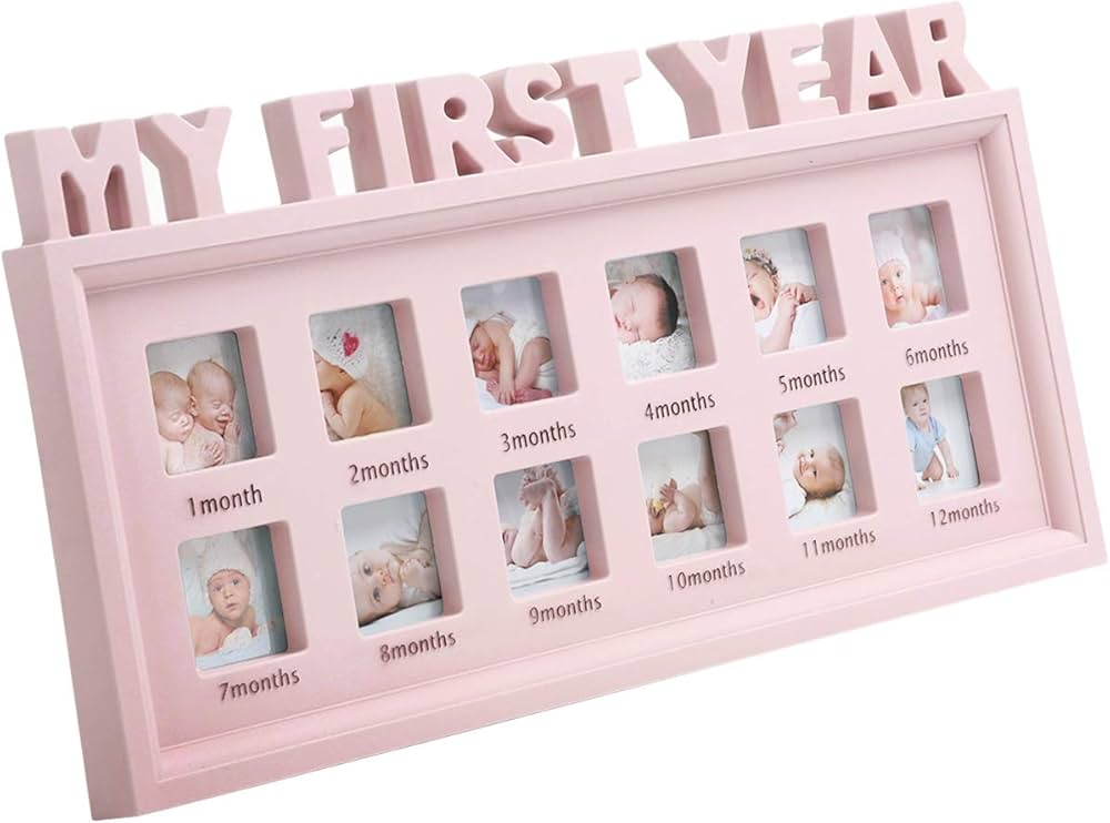 My First Year Baby Photo Frame - 12 Month Picture Collage Frame for Newborn Memories